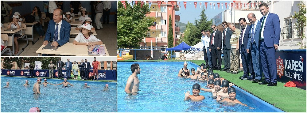 Karesi'de okul bahçelerinde ilk kulaçlar atıldı.