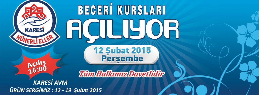 Beceri Kursları Açılıyor Bugün Saat 16.00'da