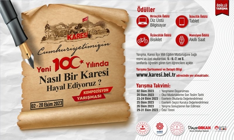 “CUMHURİYETİMİZİN YENİ YÜZYILINDA NASIL BİR KARESİ HAYAL EDİYORUZ?” TEMALI KOMPOZİSYON YARIŞMASI